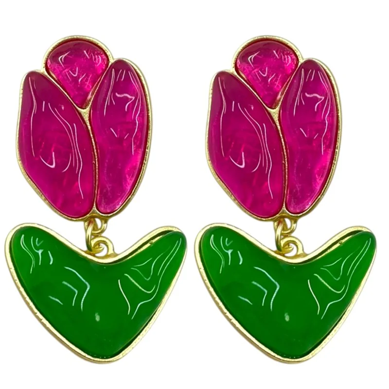گوشواره زنانه میناکاری مدل گل لاله کد E110