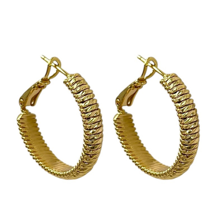 گوشواره زنانه طرح طلا ژوپینگ مدل حلقه ای تراش کد E111