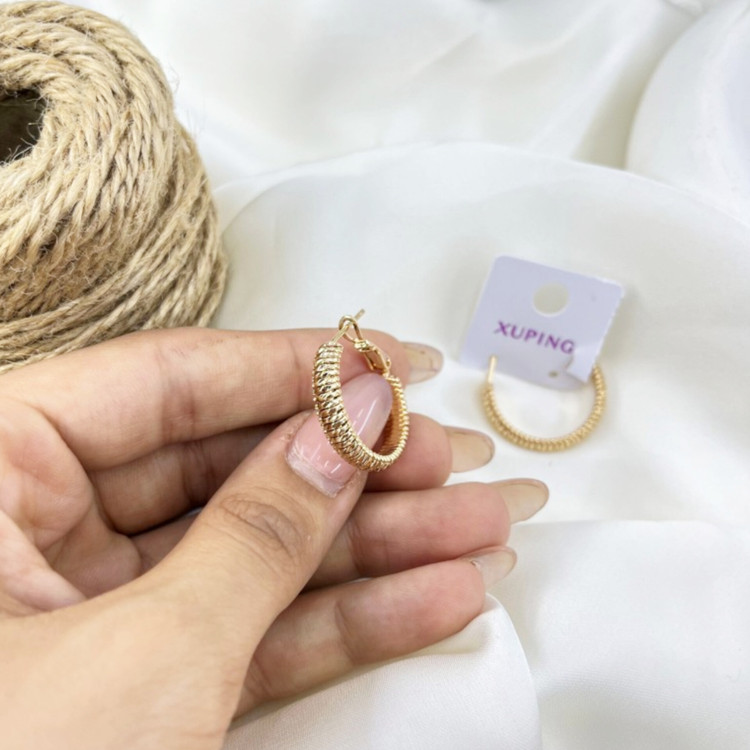 گوشواره زنانه طرح طلا ژوپینگ مدل حلقه ای تراش کد E111