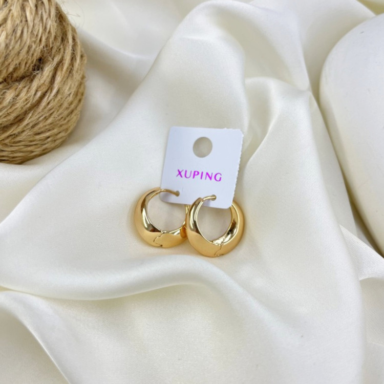 گوشواره زنانه طرح طلا ژوپینگ مدل حلقه آینه ای کد E116