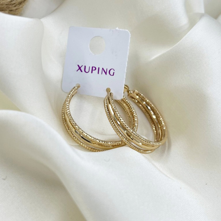 گوشواره زنانه طرح طلا ژوپینگ مدل حلقه ای تراش کد E118