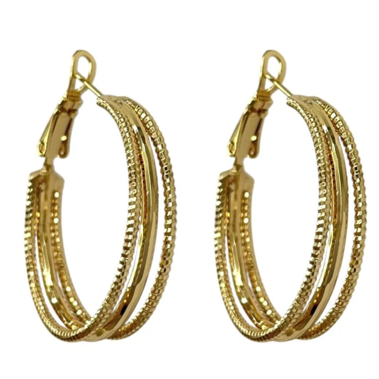 گوشواره زنانه طرح طلا ژوپینگ مدل حلقه ای تراش کد E118