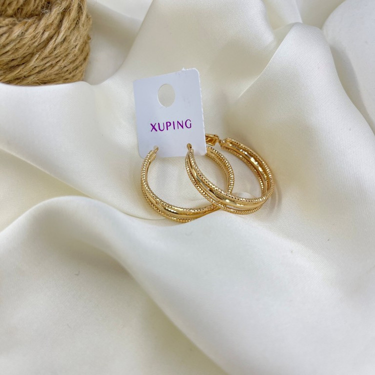 گوشواره زنانه طرح طلا ژوپینگ مدل حلقه ای تراش کد E118