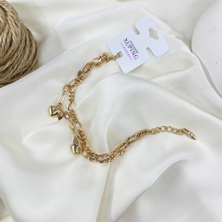 دستبند زنانه طرح طلا ژوپینگ مدل قلب و فیگارو کد B061